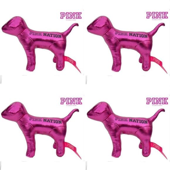 NWT Set of 4 Victorias Secret Pink Mini DOG Metallic Pink Nation Limited Edition - Picture 1 of 11